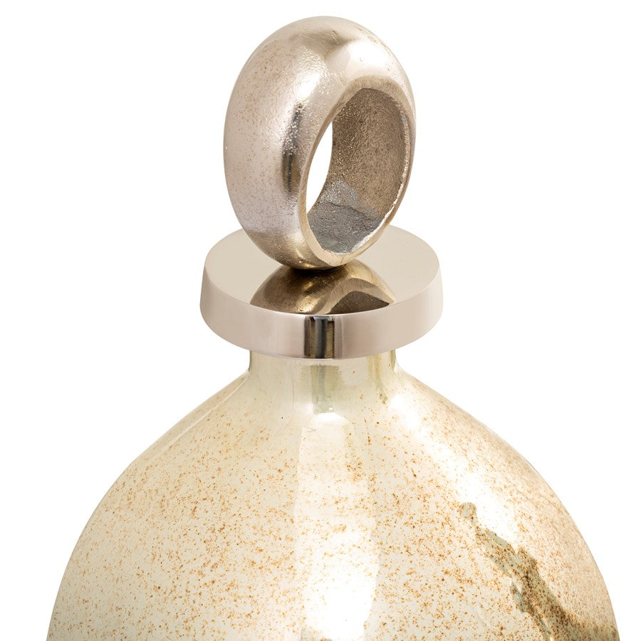 Atlas Lighting Opal Ring 16.5in Large Mercury Glass Bottle | Ombre Green Glass with Polished Nickel Ring Top | Shelf & Table Decor | Model AC11512-02