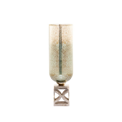 Atlas Lighting Opal Medium Vase | German Silver & Light Green Glass | Entryway & Living Room Decor | 6 x 6 x 20 in | Model AC11513-01