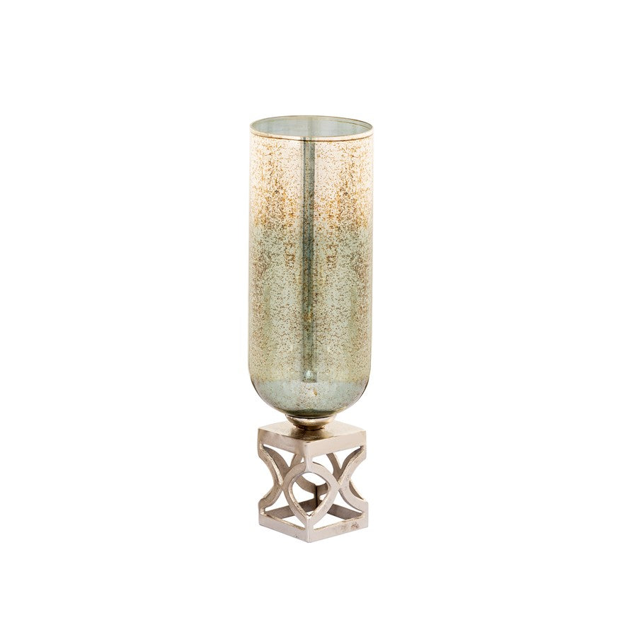 Atlas Lighting Opal Medium Vase | German Silver & Light Green Glass | Entryway & Living Room Decor | 6 x 6 x 20 in | Model AC11513-01