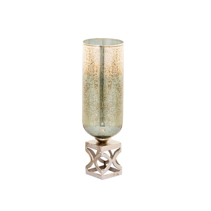 Atlas Lighting Opal Medium Vase | German Silver & Light Green Glass | Entryway & Living Room Decor | 6 x 6 x 20 in | Model AC11513-01