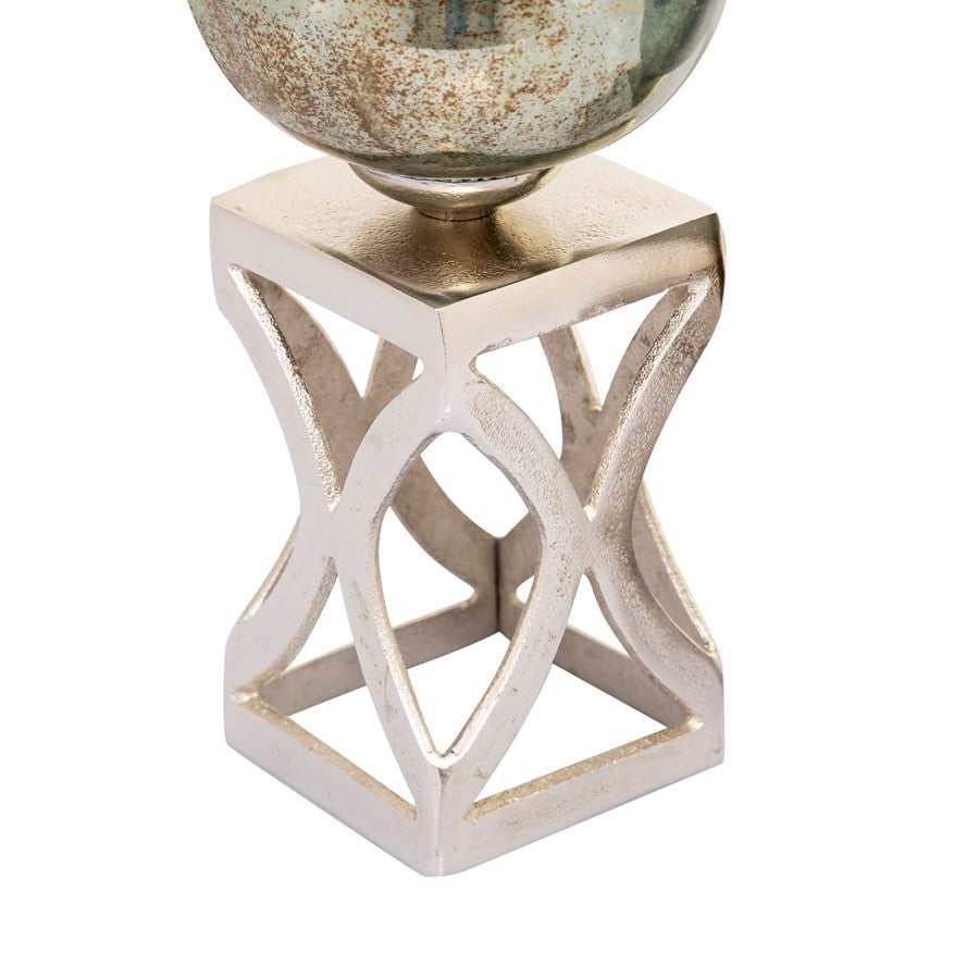 Atlas Lighting Opal Medium Vase | German Silver & Light Green Glass | Entryway & Living Room Decor | 6 x 6 x 20 in | Model AC11513-01