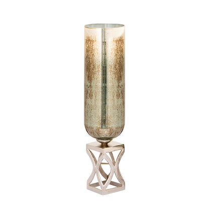 Atlas Lighting Opal Large Vase | German Silver & Light Green Glass | Entryway & Living Room Decor | 6 x 6 x 25 in | Model AC11513-02