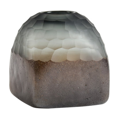 Atlas Lighting Oreja Small Vase | Smoke Gray & Brown Chiseled Glass | Shelf & Tabletop Decor | 5.5 x 5.5 x 6 in | Model AC11514-01