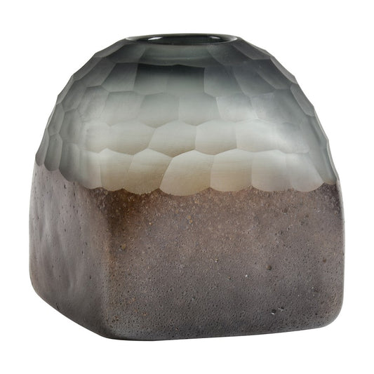 Atlas Lighting Oreja Small Vase | Smoke Gray & Brown Chiseled Glass | Shelf & Tabletop Decor | 5.5 x 5.5 x 6 in | Model AC11514-01