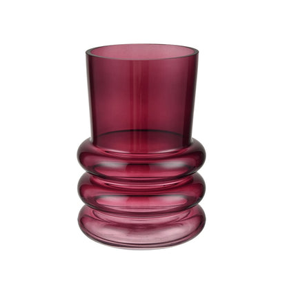 Atlas Lighting Oria Small Vase | Maroon Smooth Glass | Shelf & Tabletop Decor | 5.5 x 5.5 x 8 in | Model AC11517-01