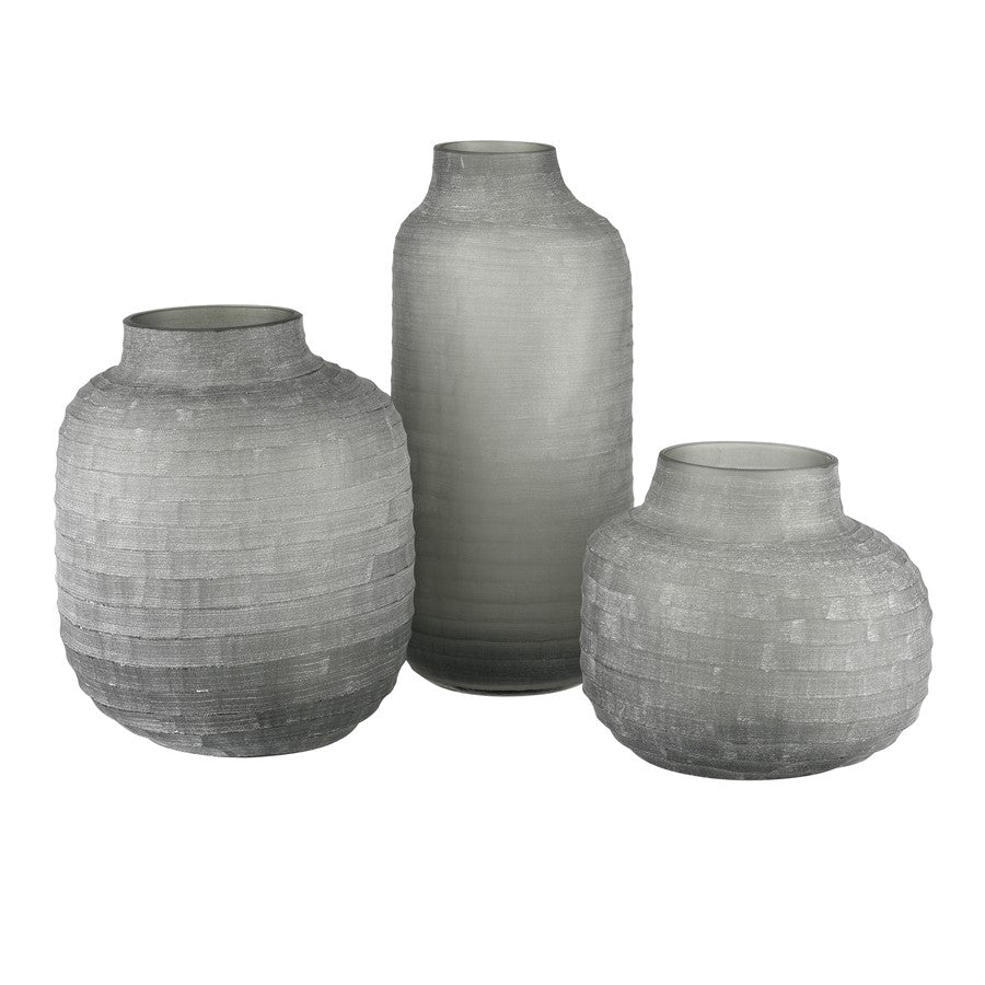 Atlas Lighting Otto Large Vase | Modern Gray Frosted Glass | Living Room & Entryway Decor | 6.25 x 6.25 x 15 in | Model AC11519-01