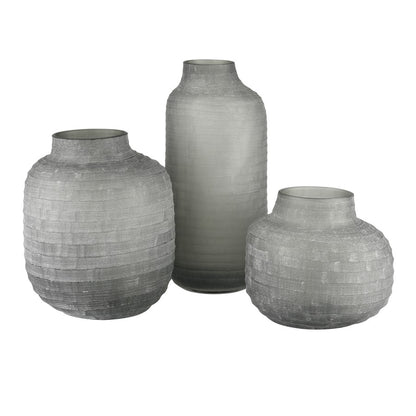 Atlas Lighting Otto Large Vase | Modern Gray Frosted Glass | Living Room & Entryway Decor | 6.25 x 6.25 x 15 in | Model AC11519-01