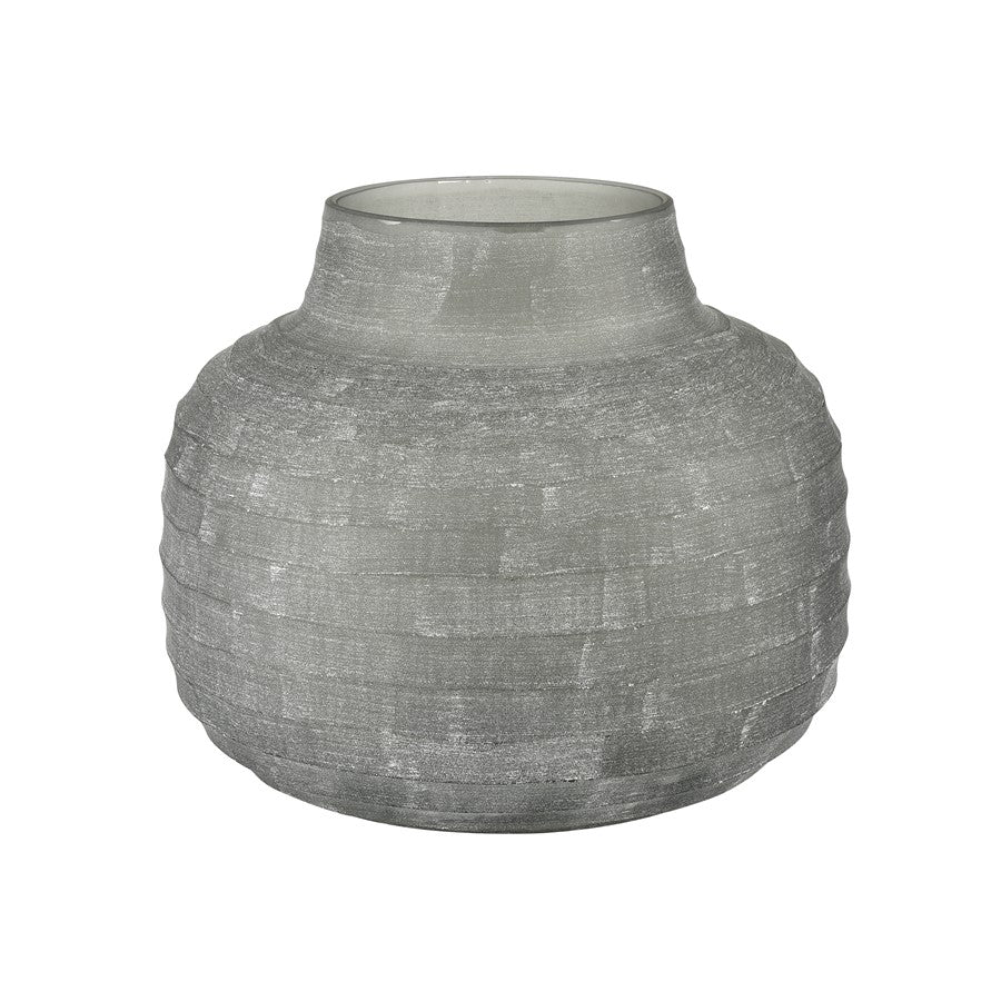 Atlas Lighting Otto Small Vase | Modern Gray Frosted Glass | Shelf & Tabletop Decor | 8.75 x 8.75 x 8 in | Model AC11520-01