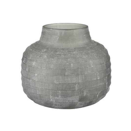 Atlas Lighting Otto Small Vase | Modern Gray Frosted Glass | Shelf & Tabletop Decor | 8.75 x 8.75 x 8 in | Model AC11520-01