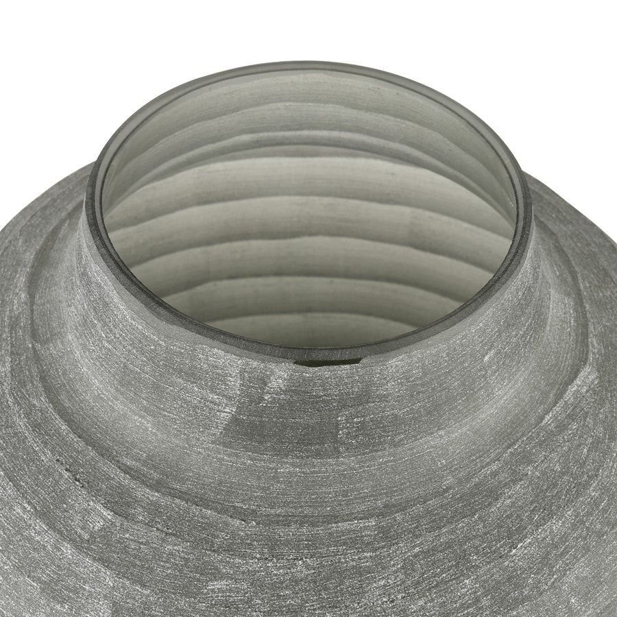 Atlas Lighting Otto Small Vase | Modern Gray Frosted Glass | Shelf & Tabletop Decor | 8.75 x 8.75 x 8 in | Model AC11520-01