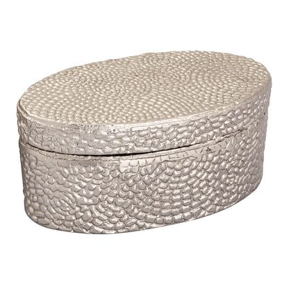 Atlas Lighting Oval Pebble Large Box | Antique Nickel Cast Aluminum | Living Room & Entryway Storage | 9 x 5 x 4 in | Model AC11521-02