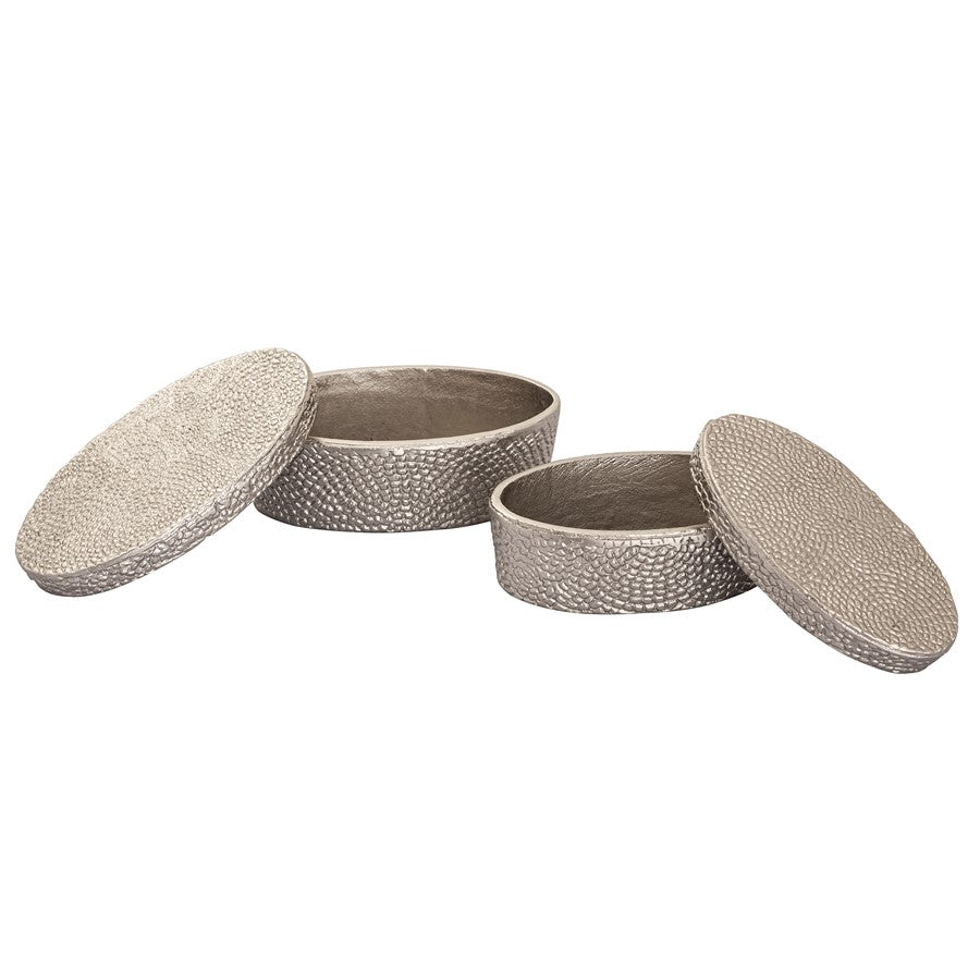 Atlas Lighting Oval Pebble Large Box | Antique Nickel Cast Aluminum | Living Room & Entryway Storage | 9 x 5 x 4 in | Model AC11521-02