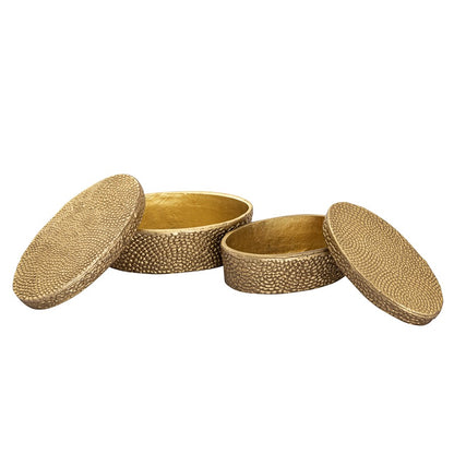 Atlas Lighting Oval Pebble Small Box | Antique Brass Cast Aluminum | Shelf & Desk Storage | 8 x 4 x 3.5 in | Model AC11521-03