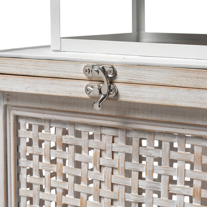 Atlas Lighting Paley Lantern Set of 2 | Transitional Weathered White Wood & Woven Panels | Tabletop & Covered Patio Decor | Model AC11523-01S