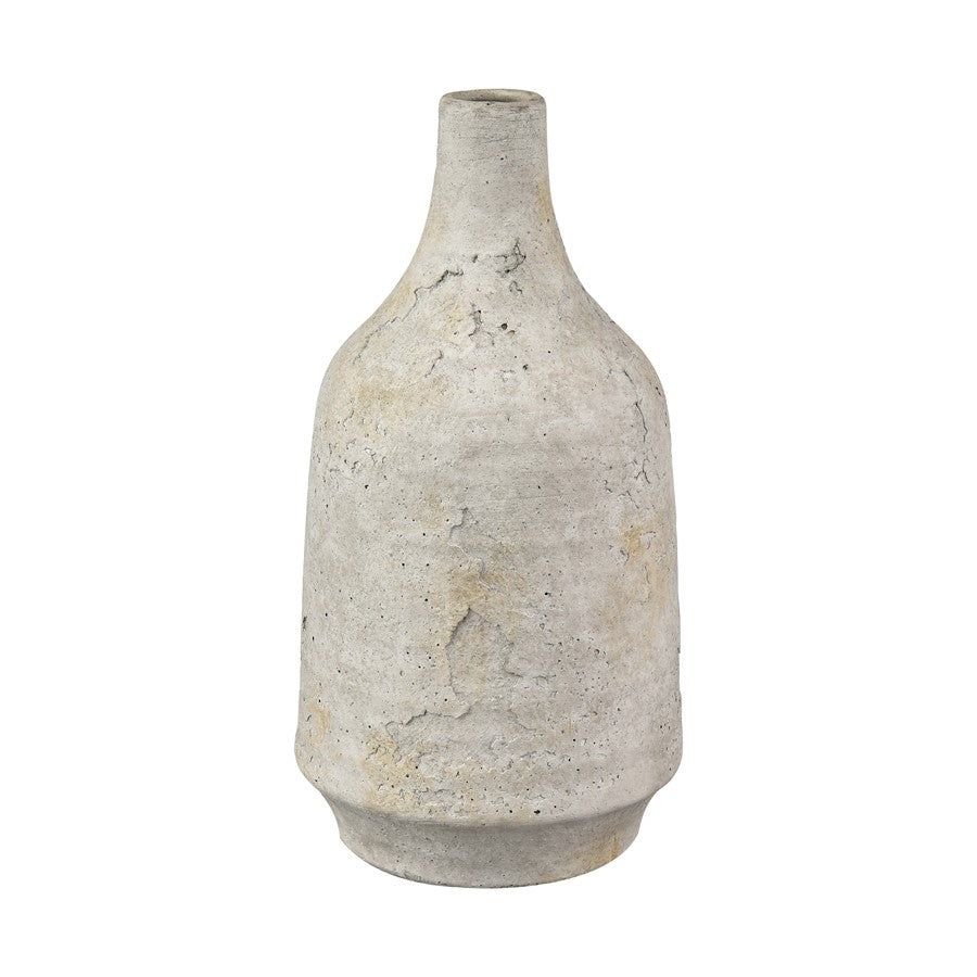 Atlas Lighting Pantheon Small Bottle | Traditional Aged White Earthenware | Bud Vase & Tabletop Sculpture | 5.75 x 5.75 x 11 in | Model AC11524-01