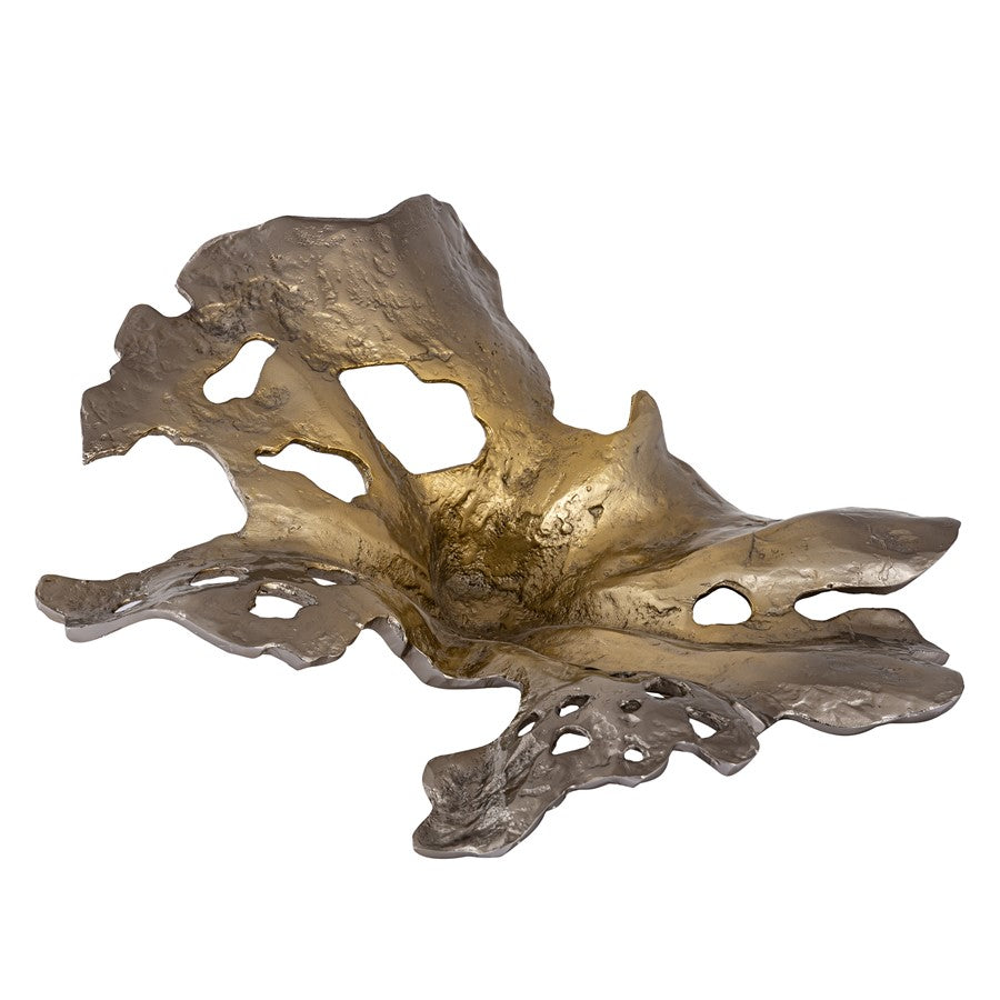 Atlas Lighting Parl Leaf Object | Gold Ombre Metal Sculpture | Living Room & Office Shelf Decor | 19 x 16 x 10 in | Model AC11529-01