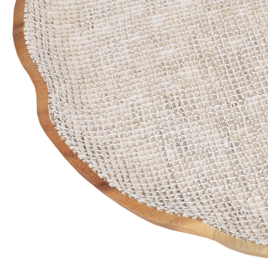 Atlas Lighting Paulson Plate | White Painted Linen on Suar Wood | Kitchen & Dining Room Decor | 18 x 18 x 2 in | Model AC11530-01