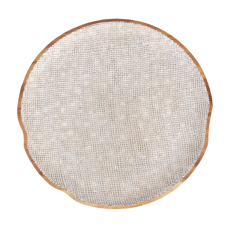 Atlas Lighting Paulson Plate | White Painted Linen on Suar Wood | Kitchen & Dining Room Decor | 18 x 18 x 2 in | Model AC11530-01