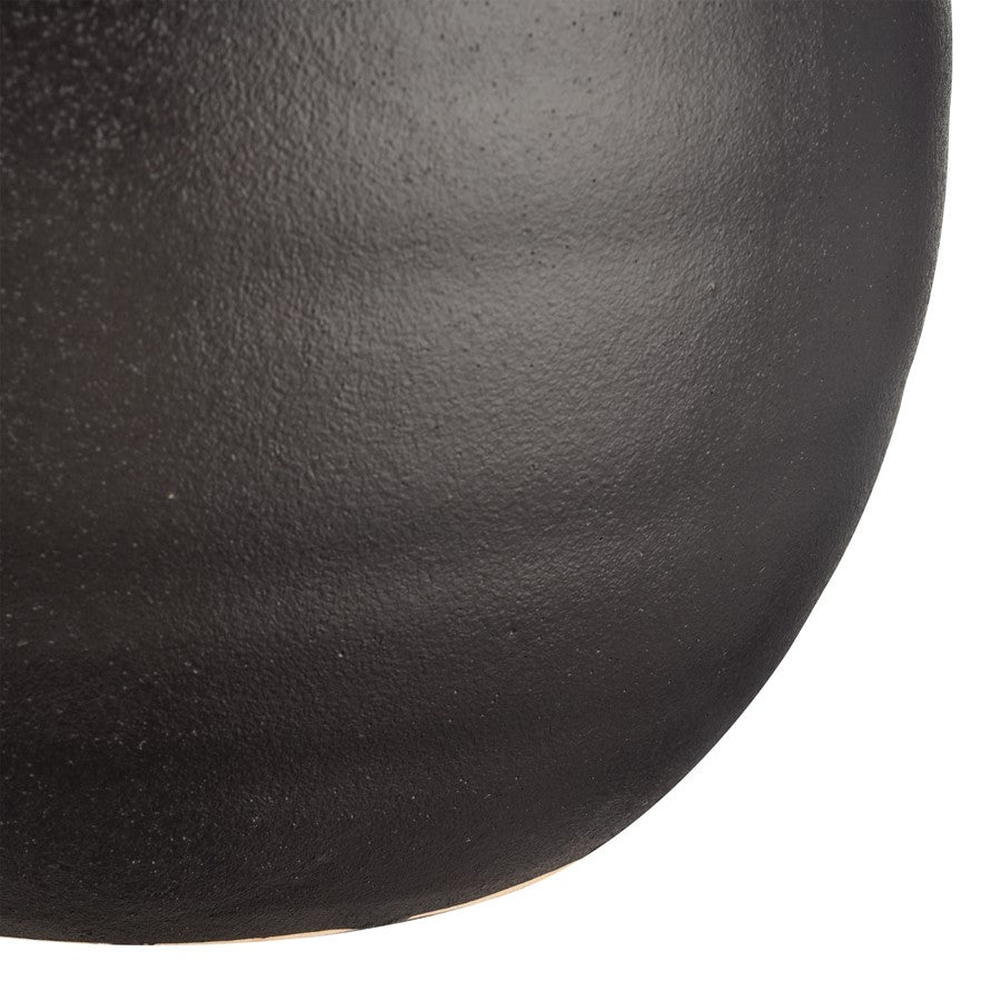 Atlas Lighting Pavit Small Vase | Matte Black Earthenware Amphora | Living Room & Bedroom Decor | 6.5 x 6.5 x 9.25 in | Model AC11531-01
