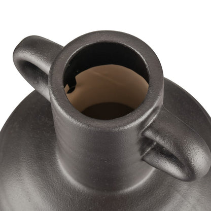 Atlas Lighting Pavit Small Vase | Matte Black Earthenware Amphora | Living Room & Bedroom Decor | 6.5 x 6.5 x 9.25 in | Model AC11531-01