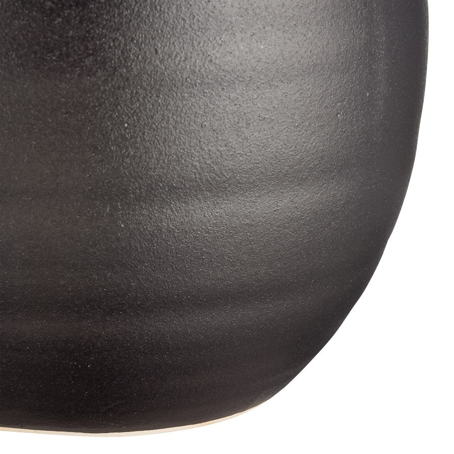 Atlas Lighting Pavit Large Vase | Matte Black Earthenware Amphora | Living Room & Bedroom Decor | 6.5 x 6.5 x 11 in | Model AC11531-02
