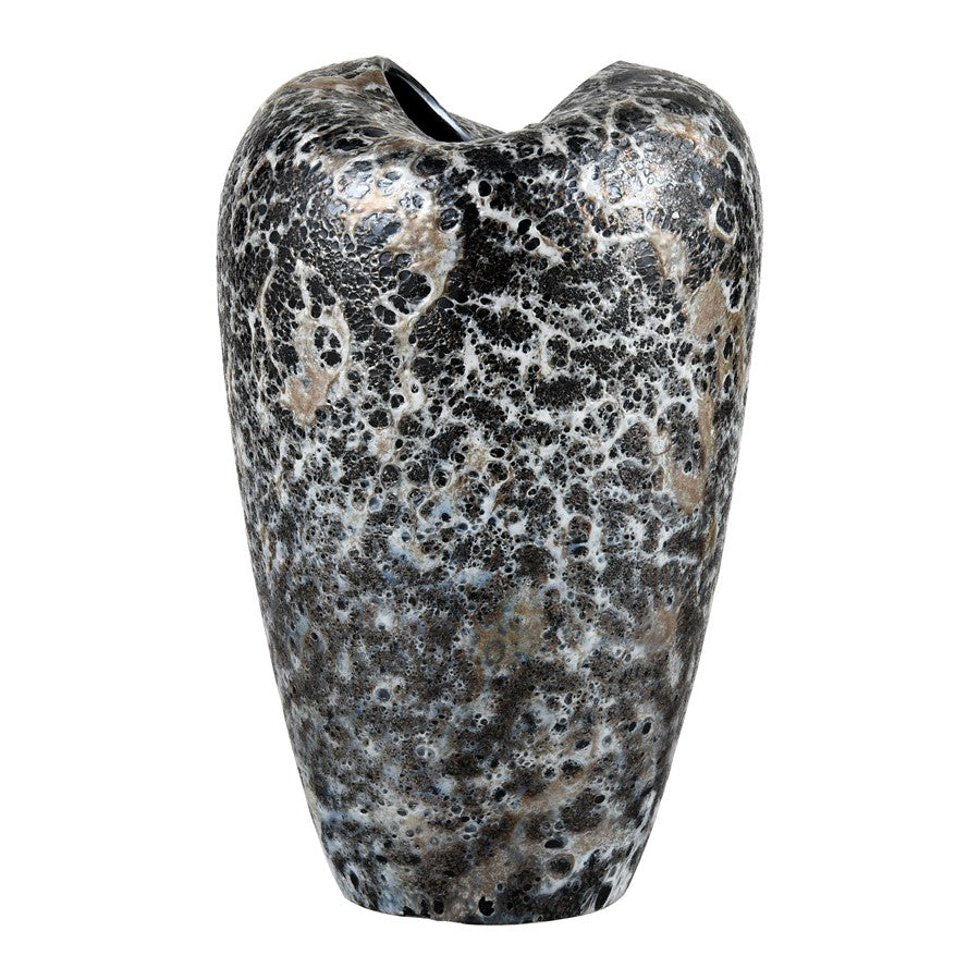 Atlas Lighting Pedraza Small Vase | Hand-Blown Marbled Black Glass | Side Table & Console Decor | 6.25 x 6.25 x 10 in | Model AC11533-01