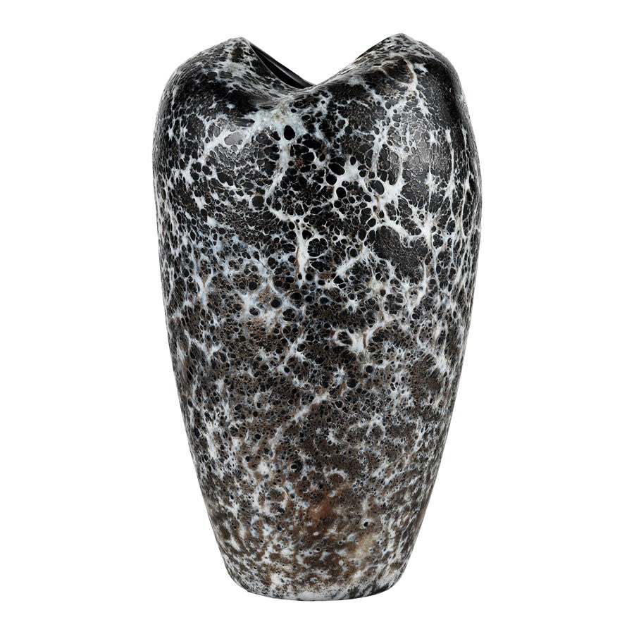 Atlas Lighting Pedraza Large Vase | Hand-Blown Marbled Black Glass | Side Table & Console Decor | 8 x 8 x 14 in | Model AC11533-02