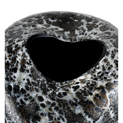 Atlas Lighting Pedraza Large Vase | Hand-Blown Marbled Black Glass | Side Table & Console Decor | 8 x 8 x 14 in | Model AC11533-02