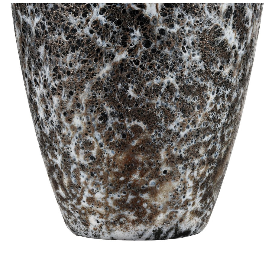 Atlas Lighting Pedraza Large Vase | Hand-Blown Marbled Black Glass | Side Table & Console Decor | 8 x 8 x 14 in | Model AC11533-02