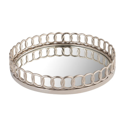 Atlas Lighting Pelitere Tray | Hand-Forged Silver Metal with Mirror Base | Entryway & Coffee Table Organizer | 22 x 16 x 3.75 in | Model AC11534-01