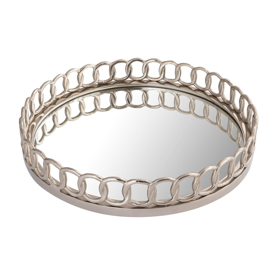 Atlas Lighting Pelitere Tray | Hand-Forged Silver Metal with Mirror Base | Entryway & Coffee Table Organizer | 22 x 16 x 3.75 in | Model AC11534-01