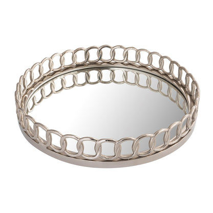 Atlas Lighting Pelitere Tray | Hand-Forged Silver Metal with Mirror Base | Entryway & Coffee Table Organizer | 22 x 16 x 3.75 in | Model AC11534-01
