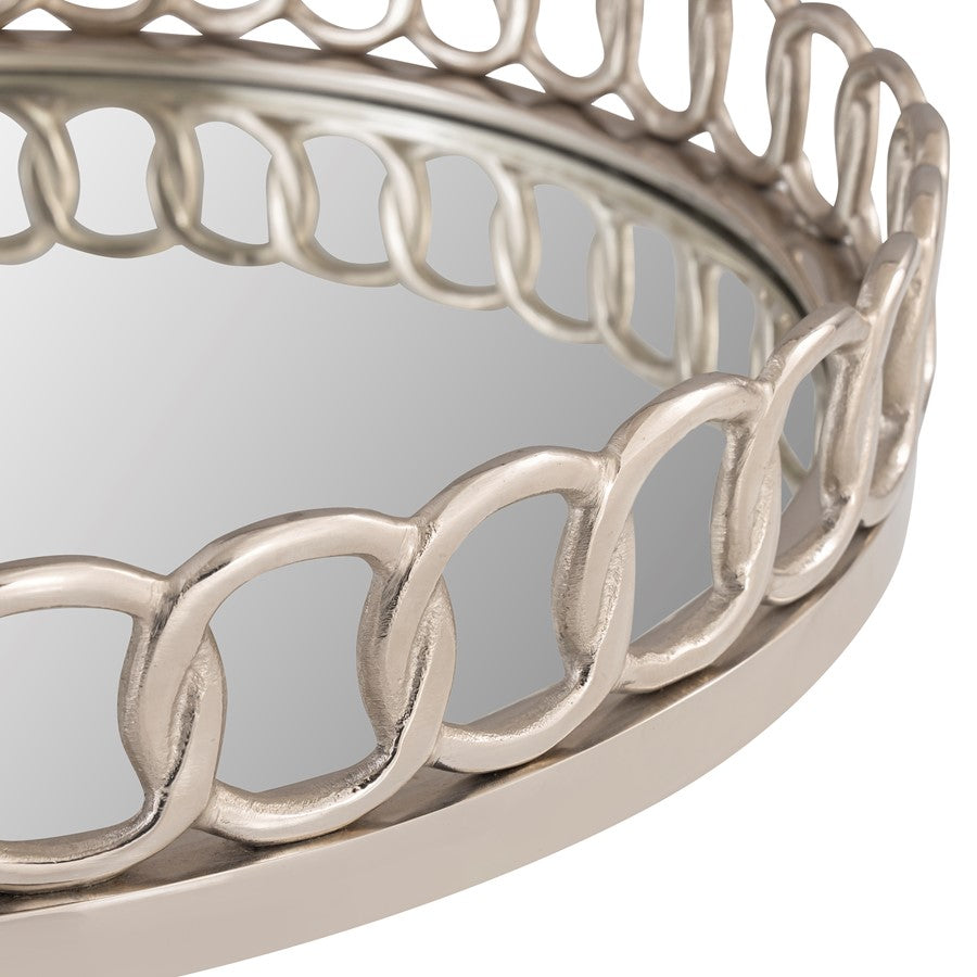 Atlas Lighting Pelitere Tray | Hand-Forged Silver Metal with Mirror Base | Entryway & Coffee Table Organizer | 22 x 16 x 3.75 in | Model AC11534-01