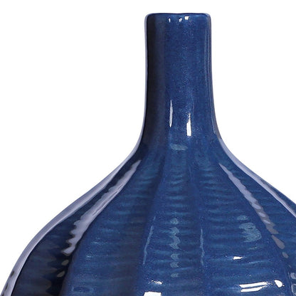 Atlas Lighting Philip Vase 14in Tall | Transitional Dark Blue Earthenware | Living Room & Entryway Decor | 7 x 7 x 14 in | Model AC11536-01