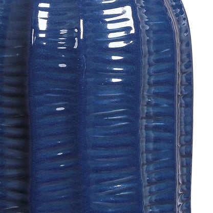 Atlas Lighting Philip Vase 14in Tall | Transitional Dark Blue Earthenware | Living Room & Entryway Decor | 7 x 7 x 14 in | Model AC11536-01