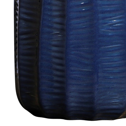 Atlas Lighting Philip Vase 14in Tall | Transitional Dark Blue Earthenware | Living Room & Entryway Decor | 7 x 7 x 14 in | Model AC11536-01