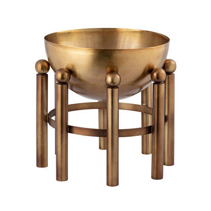 Atlas Lighting Piston Footed Planter 13in | Transitional Aged Brass Metal | Living Room & Entryway Decor | 13 x 13 x 13 in | Model AC11537-01