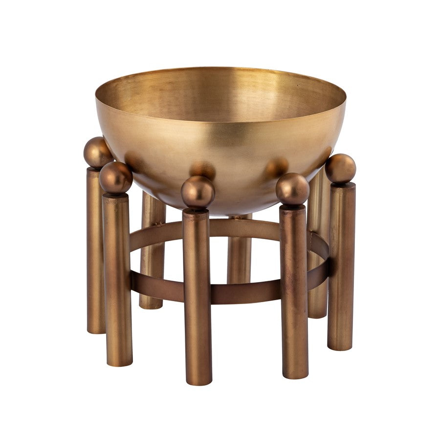 Atlas Lighting Piston Footed Large Planter 17in | Transitional Aged Brass Metal | Living Room & Entryway Decor | 18 x 18 x 17 in | Model AC11537-02