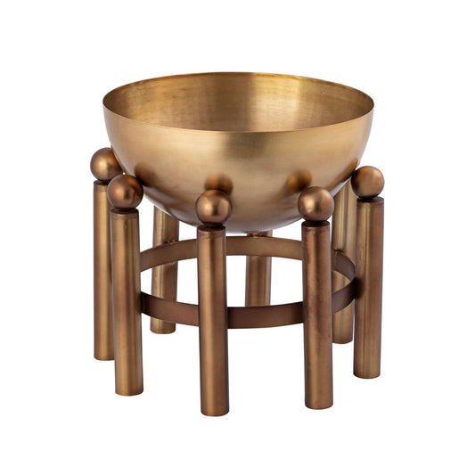 Atlas Lighting Piston Footed Large Planter 17in | Transitional Aged Brass Metal | Living Room & Entryway Decor | 18 x 18 x 17 in | Model AC11537-02