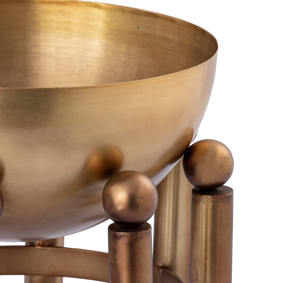 Atlas Lighting Piston Footed Large Planter 17in | Transitional Aged Brass Metal | Living Room & Entryway Decor | 18 x 18 x 17 in | Model AC11537-02