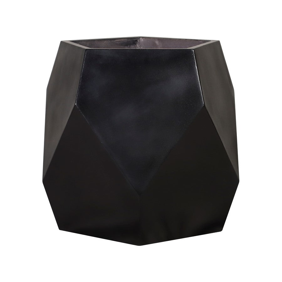 Atlas Lighting Polygon Planter 24in | Modern Black Concrete | Patio & Entryway Decor | 24 x 23 x 23 in | Model AC11538-01
