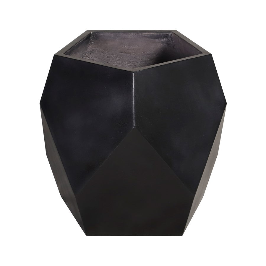 Atlas Lighting Polygon Planter 24in | Modern Black Concrete | Patio & Entryway Decor | 24 x 23 x 23 in | Model AC11538-01