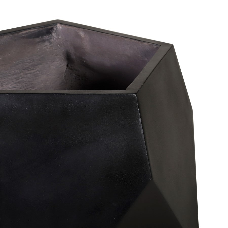 Atlas Lighting Polygon Planter 24in | Modern Black Concrete | Patio & Entryway Decor | 24 x 23 x 23 in | Model AC11538-01