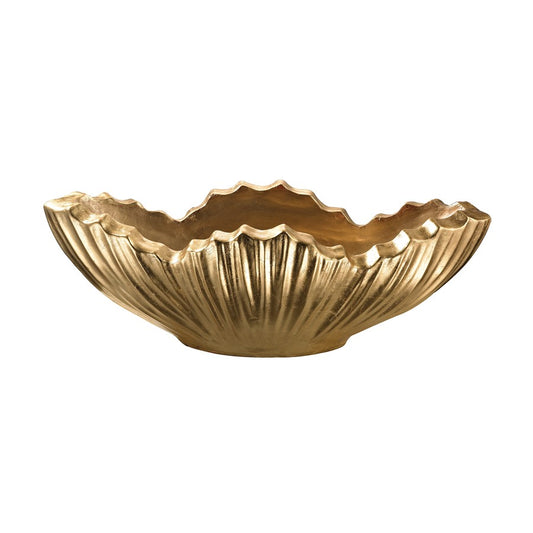 Atlas Lighting Poppy 32in Gold Leaf Composite Centerpiece Bowl | Transitional Decor | Living Room & Dining Table | Model AC11539-01