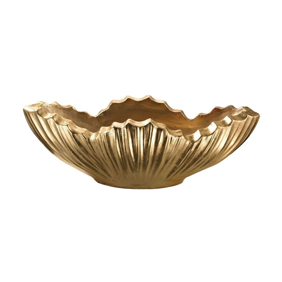 Atlas Lighting Poppy 32in Gold Leaf Composite Centerpiece Bowl | Transitional Decor | Living Room & Dining Table | Model AC11539-01