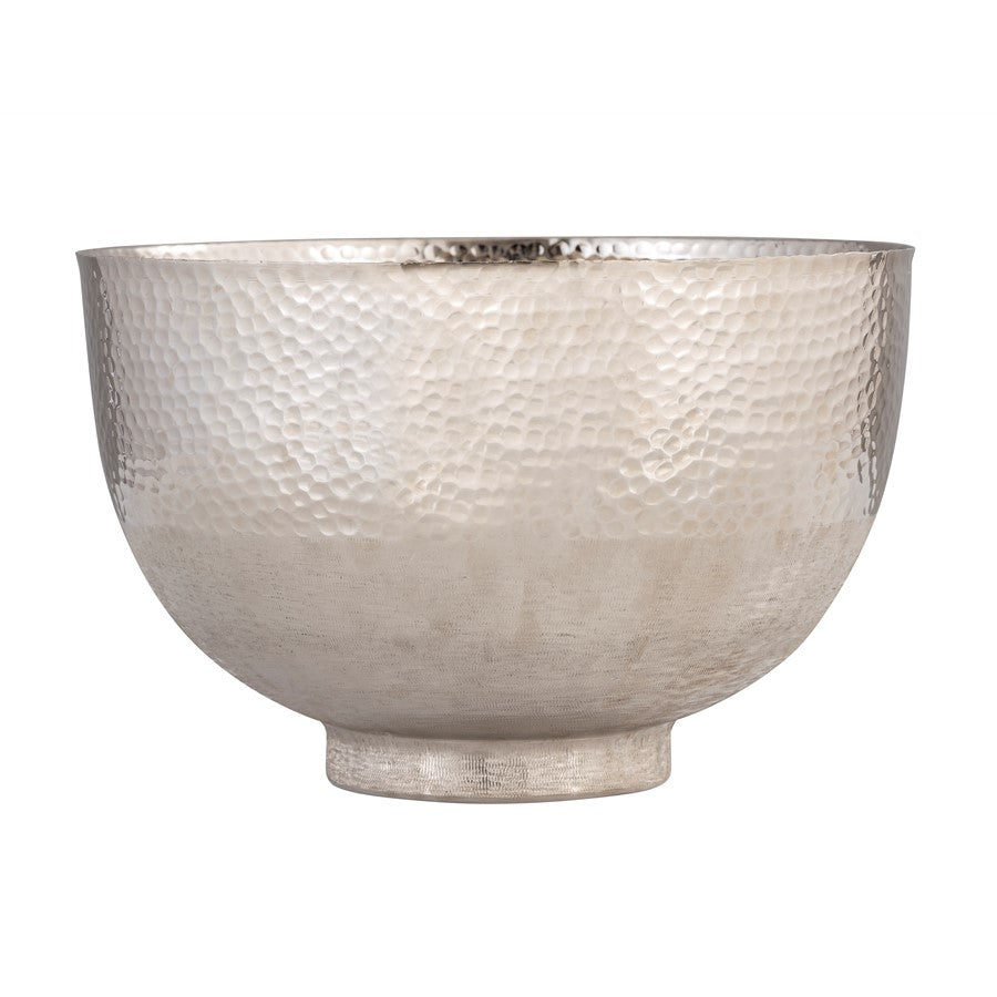 Atlas Lighting Pratt 13in Silver Metal Traditional Bowl | Hammered Etched Decor | Coffee Table & Entryway | 13 x 13 x 8 in | Model AC11540-01