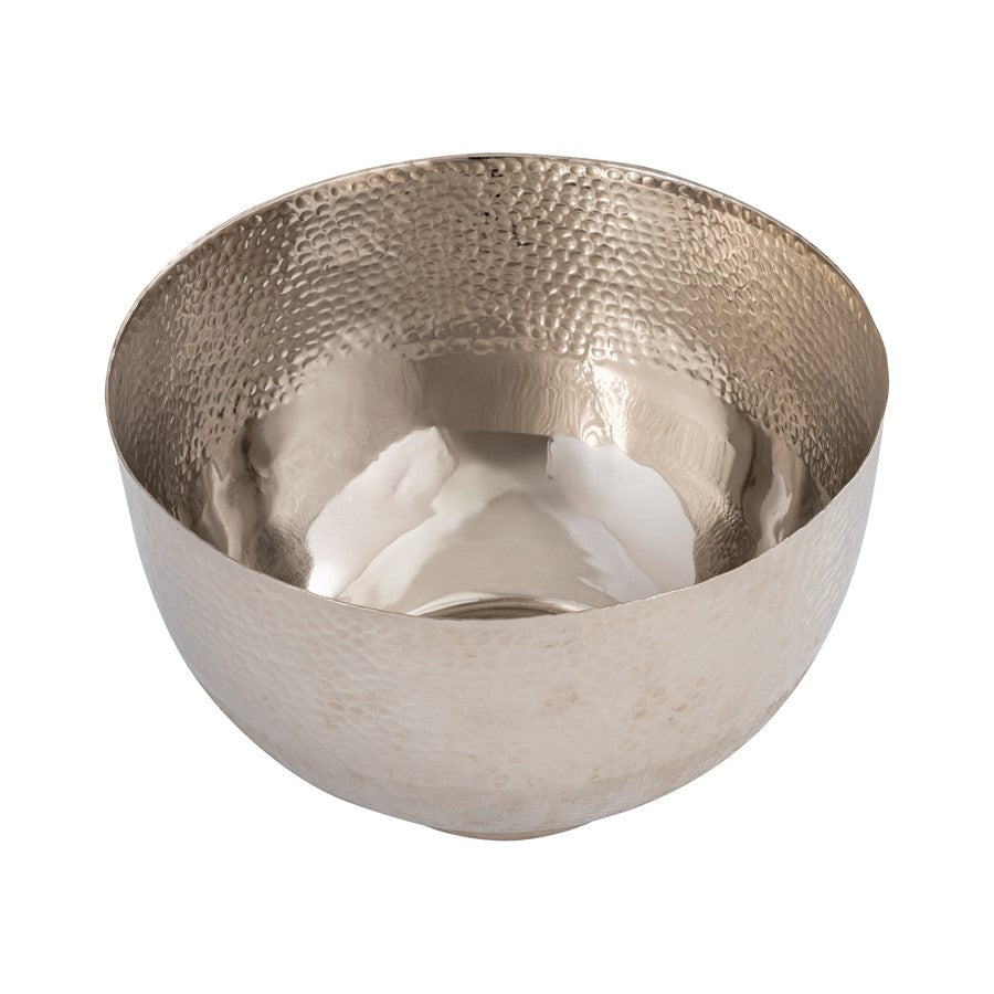 Atlas Lighting Pratt 13in Silver Metal Traditional Bowl | Hammered Etched Decor | Coffee Table & Entryway | 13 x 13 x 8 in | Model AC11540-01