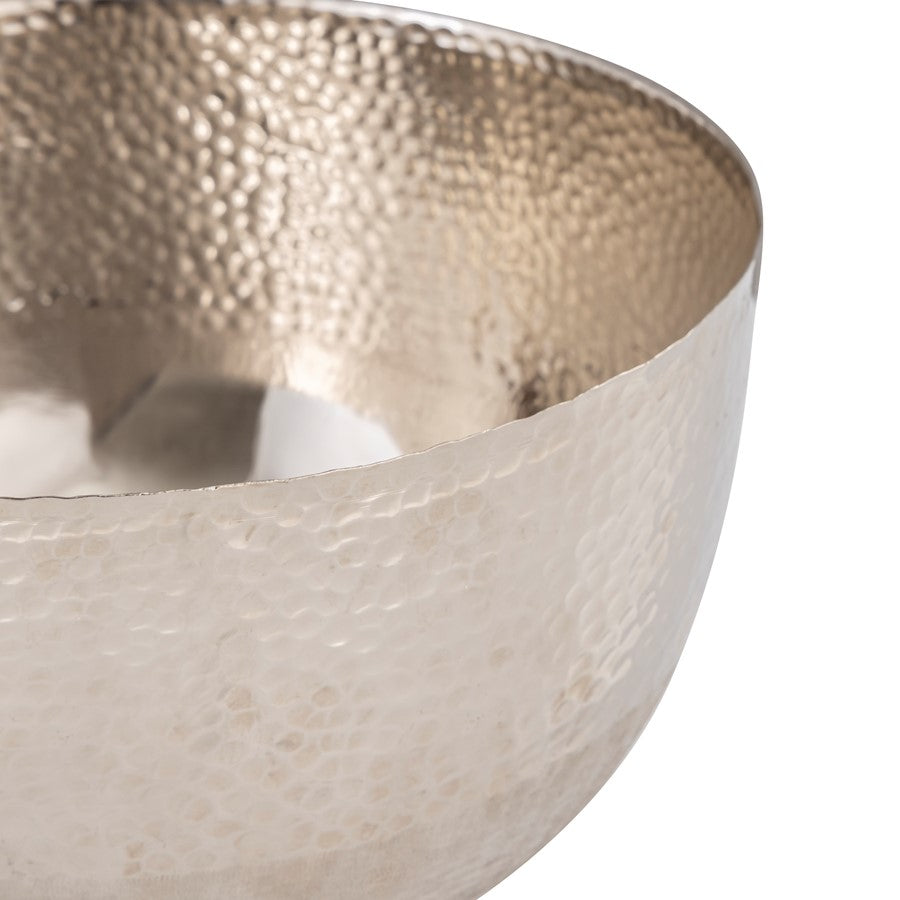 Atlas Lighting Pratt 13in Silver Metal Traditional Bowl | Hammered Etched Decor | Coffee Table & Entryway | 13 x 13 x 8 in | Model AC11540-01
