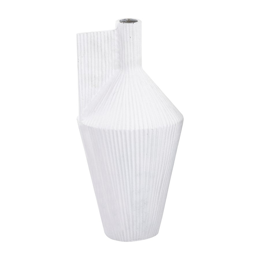 Atlas Lighting Rabel 16in White Metal Sculptural Vase | Modern Contemporary Decor | Living Room & Entryway | 16 x 16 x 17.75 in | Model AC11543-01