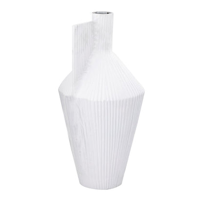 Atlas Lighting Rabel 16in White Metal Sculptural Vase | Modern Contemporary Decor | Living Room & Entryway | 16 x 16 x 17.75 in | Model AC11543-01